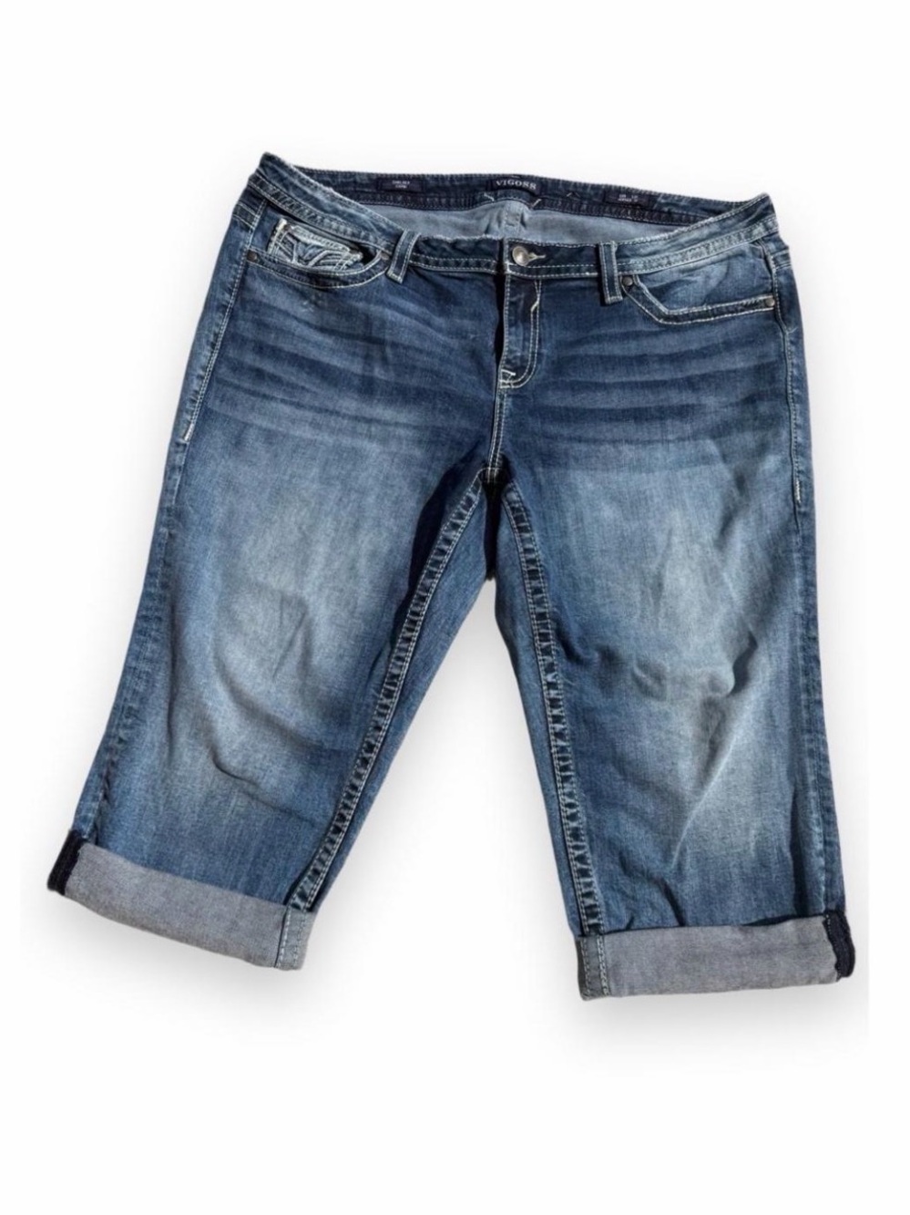 Vigoss Chelsea Capri Jeans Size 20 Y2K Thick Stitch Cuffed Denim